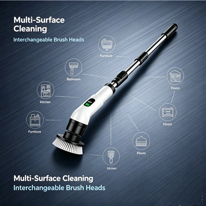 Cepillo de Limpieza Multiusos Inalámbrico para el Hogar, Cepillo Giratorio para Cocina, Cepillos para el Cabello, Escoba para Baño, Cepillo para Inodoro, Mopa Eléctrica